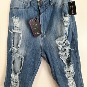 Fashion Nova Blue Distressed Women's Shorts